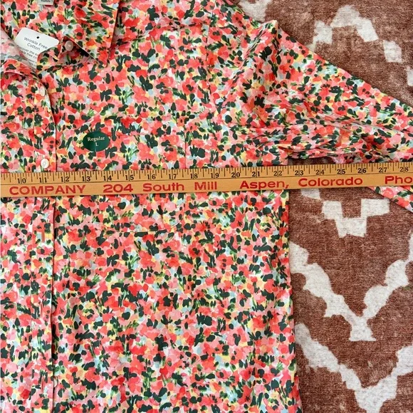 BRAND NEW- L.L. Bean Floral Button Down Shirt - Red and Green - Picture 4 of 5
